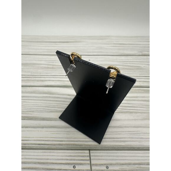 Gold Tone Circular Stud Earrings, 1.25" Jewelry Pierced Ears - Picture 3 of 3